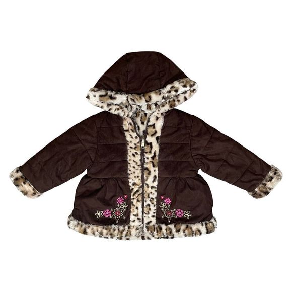 Pistachio Leopard Print Reversible Puffer Coat 2T - Picture 5 of 9